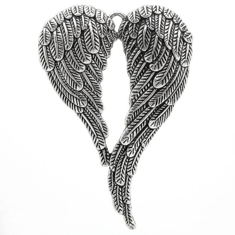 1 Large Antique Tibetan Silver ANGEL WINGS Charm Pendants   69mm x 47mm  (2 3/4" tall) . Chs0851