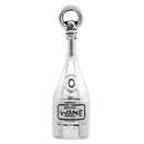 4 WINE BOTTLE Charm Pendants . silver tone . 27mm x 8mm . chs0376a