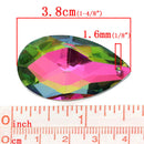 2 Large Rainbow Mystic TEARDROP CHANDELIER DROP Charm Pendants . crystal  38mm x 22mm (1.5" long)   bgl0559