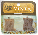 2 VINTAJ Petite Scroll Charm Pendants, stamping blanks, natural brass  msb0172