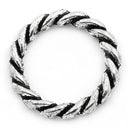 6 Silver Tone Metal RING Connectors, twisted rope design   23mm . CHS0345