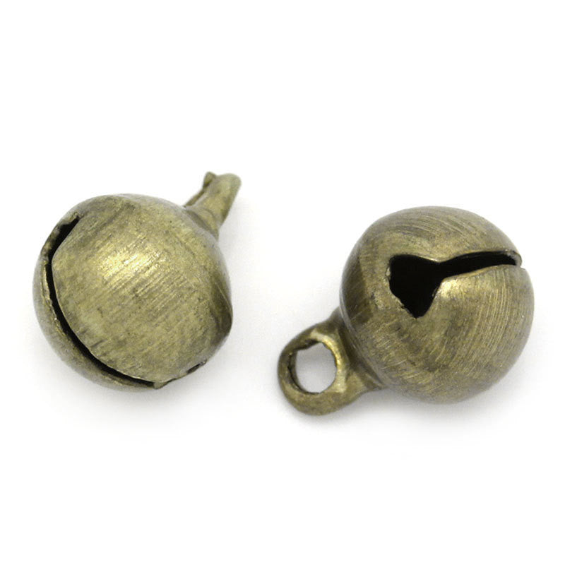 25 Bronze Metal CHRISTMAS JINGLE Bell charm pendants .  6mm x 9mm  chb0244