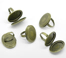 1 Large Antique Bronze Metal Photo Frame LOCKET RING, adjustable size . fin0265