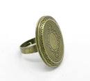 1 Large Antique Bronze Metal Photo Frame LOCKET RING, adjustable size . fin0265