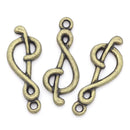 8 Bronze Metal TREBLE CLEF Music charm pendants. 27mm x 11mm. chb0026