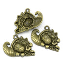 6 Bronze Metal THANKSGIVING CORNUCOPIA Charm Pendants .  20mm x 28mm  Chb0065