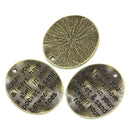 2 Stamped Antique Bronze Oval Charm Pendants, 30mm x 26mm . CHB0071