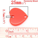 25 Opaque Acrylic HEARTS 2-hole Charms . 25mm x 24mm . mixed colors cha0050