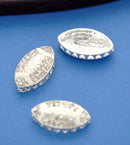 1 Rhinestone Bright Silver and Enamel FOOTBALL Sideways Connector Charm  CHS0414