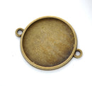 4 Cameo Bezel Frame Charm Pendant Blanks . fits 25mm round cabochon . Bronze Metal chb0158