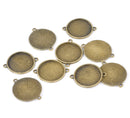 4 Cameo Bezel Frame Charm Pendant Blanks . fits 25mm round cabochon . Bronze Metal chb0158