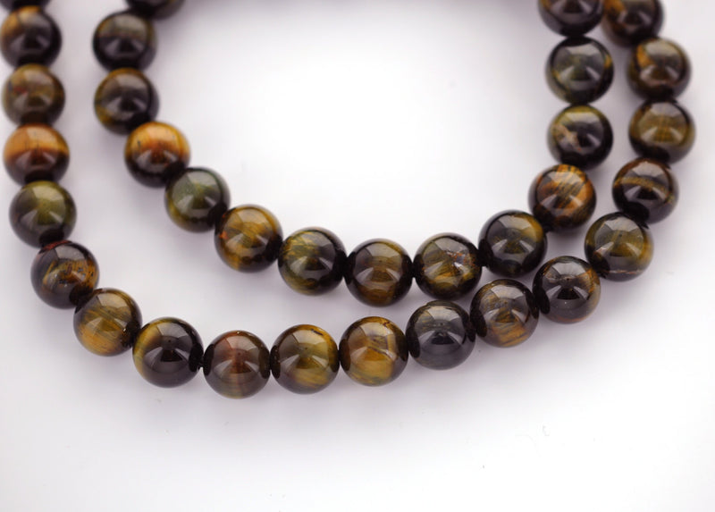 8mm Polished Round Dark TIGER EYE Beads, full strand gte0002