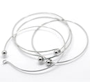 4 Silver Tone Metal BANGLE Charm Bracelets . 20 cm long (7-7/8" long)  fin0212