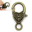5 Large Antique Bronze Fancy HEART LOBSTER Clasps .  Heart Design fcl0040a