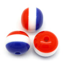100 Solid Acrylic Round BUBBLEGUM Beads, red, white, blue stripes  10mm bac0055