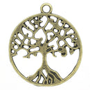 5 Antique Bronze Metal TREE OF Life Circle Charm Pendants. chb0146