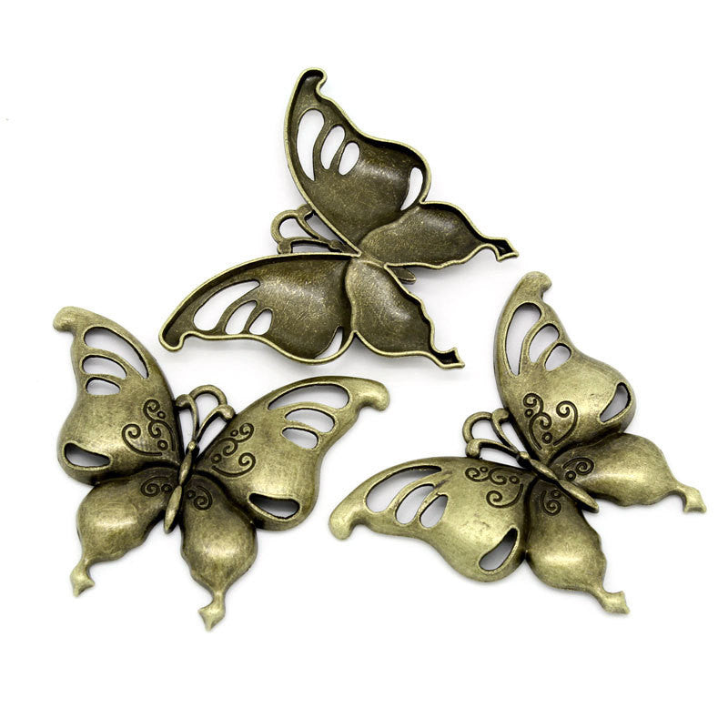 1 Large Bronze Metal Cutout BUTTERFLY Charm Pendant. CHB0130