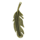 2 Bronze Tone Metal FEATHER Charm Pendant Connectors. CHB0135
