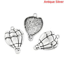 10 HOT AIR Balloon Antique Silver Tone Metal Charm Pendants . chs0275