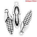 6 CORN MAIZE Antique Silver Tone Metal Charm Pendants . chs0390