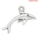 10 DOLPHIN Antique Silver Tone Metal Charm Pendants . chs0802