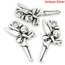 8 TINKERBELL FAIRY Antique Silver Tone Metal Charm Pendants chs0609