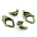 3 MOVEABLE SHARK Head Charm Pendants, Bronze Tone Metal . chb0255