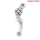 20 Small FLOWER Connector Link Charms, antique silver tone metal . chs0932