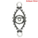12 EVIL EYE Connector Link Charms, antique silver tone metal   chs1306