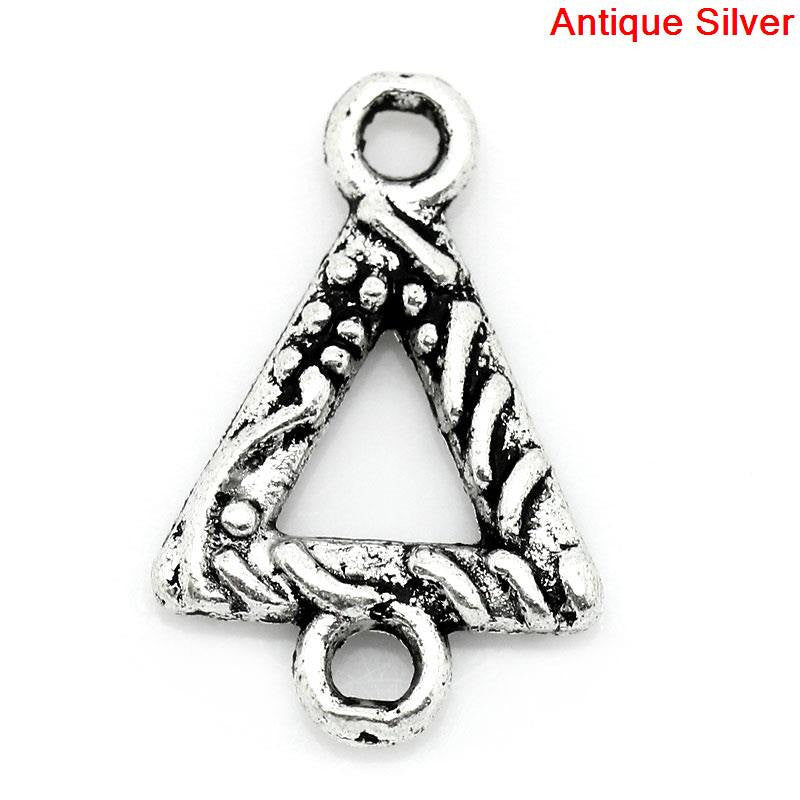 15 TRIANGLE 2-hole Connector Link Charms, antique silver tone metal chs0915