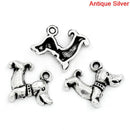 12 DACHSHUND DOG Antique Silver Tone Metal Charm Pendants . chs1197