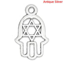 15 HAMSA HAND Star of David Antique Silver Tone Charm Pendants . chs0307