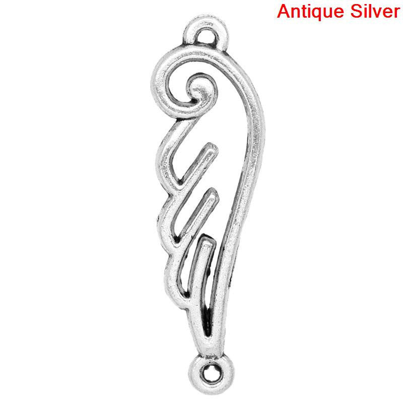 10 OPEN WING 2-hole Connector Link Charms, antique silver tone metal . chs0921