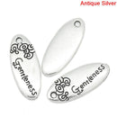 6 GENTLENESS Antique Silver Tone Metal Charm Pendants . chs0369