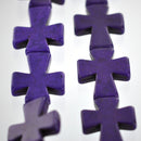 50x40mm PURPLE CROSS Large Howlite Stone Beads, Maltese CROSS, full strand, 8 beads, how0437b