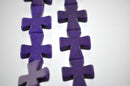36x30mm PURPLE CROSS Large Howlite Stone Beads, Maltese CROSS, full strand, 11 beads, how0343b