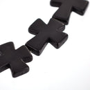 1 Strand (11 beads) Large Howlite Stone Beads BLACK Maltese CROSS . 36x30mm how0063