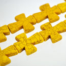 50x40mm Large Howlite Stone Beads YELLOW Maltese CROSS, full strand, 8 beads, how0434b