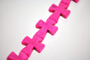 2 pcs. Large Howlite Stone Beads PINK Maltese CROSS . 36x30mm  how0310a