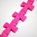 50x40mm Large Howlite Stone Beads HOT PINK Maltese CROSS, full strand, 8 beads, how0429b