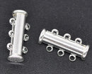 2 Magnetic 3-strand SILVER PLATED Slider Connector Clasps, 20x10mm  for Multi Strand Bracelets and Necklaces fcl0077