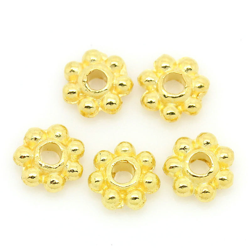 100 Bright GOLD PLATED DAISY Spacer Beads  4mm   bme0151a