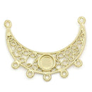 2 GOLD PLATED Copper Charm Pendants Moon Connector Link (can hold 5mm cabochon) open filigree design chg0099