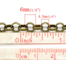 1 yard (3 feet) of Antiqued Bronze Fancy Oval ROLO Link Chain  .  soldered links are 6mm   fch0073