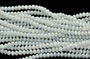 6mm x 4mm WHITE AB Faceted Glass Crystal Rondelle Beads . 11" strand . Bgl0011c