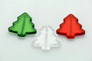 6 Christmas Tree Beads, crystal clear acrylic Lucite  40x40mm  CLEAR (green and red sold separately), bac0159