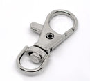 6 Silver Tone Metal Lobster Swivel Clasps for Key Rings, Dog Leashes  37mm x 16mm fcl0023a