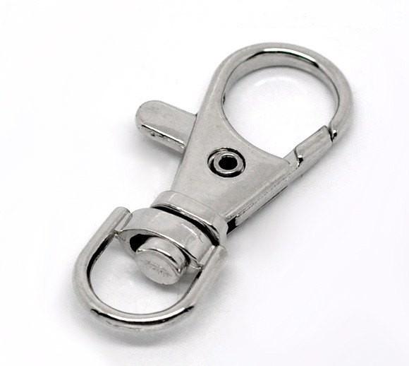 30 bulk Silver Tone Metal Lobster Swivel Clasps for Key Rings, Dog Leashes  37mm x 16mm fcl0023b