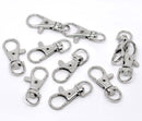 6 Silver Tone Metal Lobster Swivel Clasps for Key Rings, Dog Leashes  37mm x 16mm fcl0023a