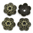 50 Dome BEAD Caps . Antique Bronze Metal 9.5mm fin0098